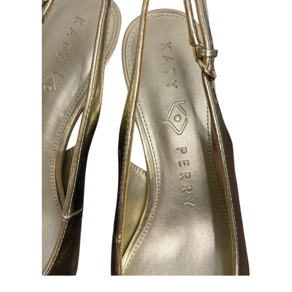 Katy Perry The Oceanview‎ Slingback Heels Softy Nappa Gold Champagne 7.5 NIB - Picture 4 of 10